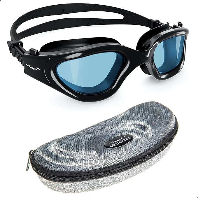 AqtivAqua Swimming Goggles, DX Wide View Swim Goggles for Adult Men Women, Anti Fog No Leaking