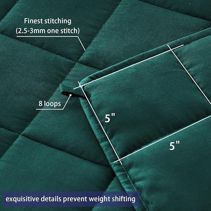 yescool Weighted Blanket for Adults (17 lbs, 48" x 72", Dark Green) Cooling Heavy Blanket for Sleeping Perfect for 160-180 lbs, Twin Size Breathable Blanket with Premium Glass Bead, Machine Washable