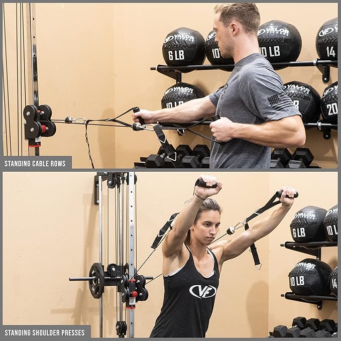 Valor Fitness BD-62 Wall Mounted Cable Machine with Adjustable Dual Pulley System Functional Home Gym Workout Equipment