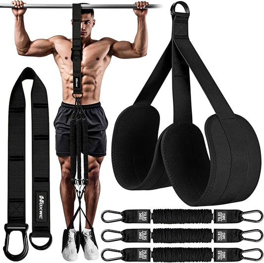 Pull Up Assistance Bands, Adjustable Heavy Duty Resistance Band for Pull Up, 3 Pull Up Bands, Comfortable Fabric Feet/Knee Rest, Assistance Bands for Pull-Up, Home Fitness, Body Stretching