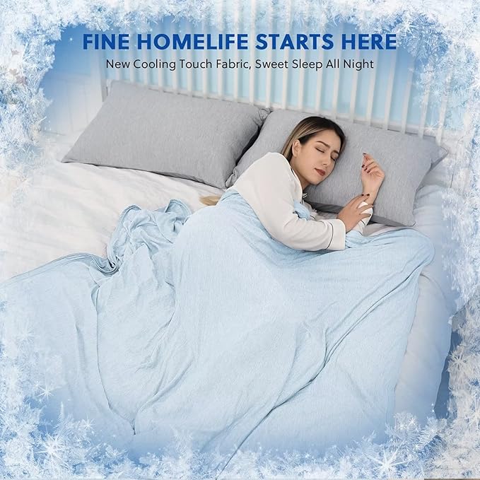 HOMFINE Cooling Blankets for Hot Sleepers - Summer Blanket Thin Lightweight Breathable Soft Double Side Enhanced Cooling Blanket for Bed Sofa, Keep Cool for Night Sweats (Light Blue, 60 x 80 inches)