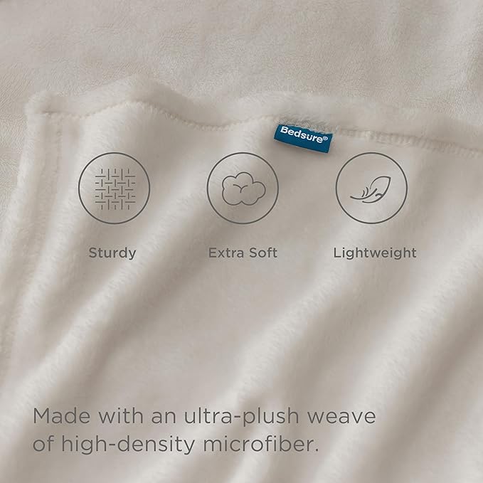 Bedsure Fleece Bed Blankets Full Size Linen - Soft Lightweight Plush Fuzzy Cozy Luxury Blanket Microfiber, 84x90 inches