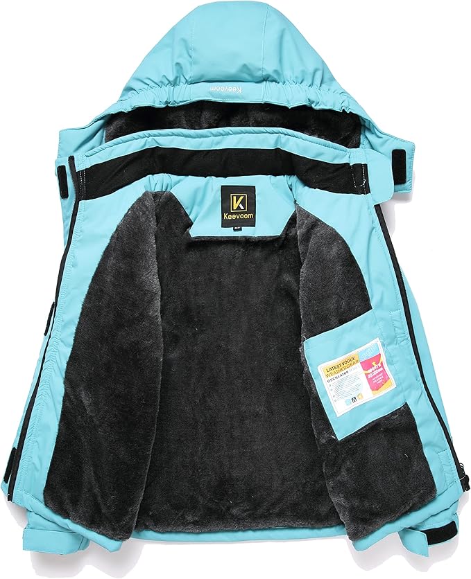 Keevoom Girl's Ski Jacket Winter Warm Thick Snow Coat Windproof Kids Outdoor Hooded Jackets