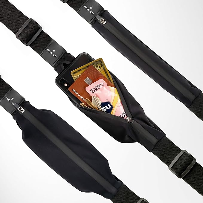 Back Bay Slim Running Belt for Women & Men [Fits ALL Phones], Runners Fanny Pack for Men, Money Belt, Running Gear Gift, Waist Bag Workout Gear, iPhone Runner's Phone Holder Waist Pack