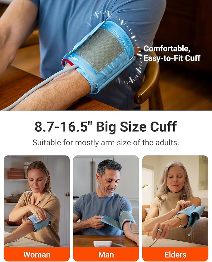 iHealth Accu Luminate Arm Blood Pressure Monitor – 4.5" Large Tri-Color WHO-Based LCD, Clinically Validated Accuracy, Irregular Heartbeat Alert, Bluetooth Cloud Sync, Adjustable Large 8.6"–17" Cuff