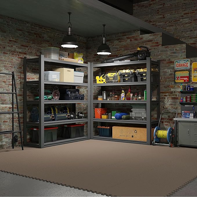 Home Gym Mat, Puzzle Exercise Mat, EVA Interlocking Foam Floor Tiles for Home Workout Equipment and Kids' Play Areas - Blue, 24 in x 24 in x ½ in - (Brown, 12 Pack (48 SQ FT))