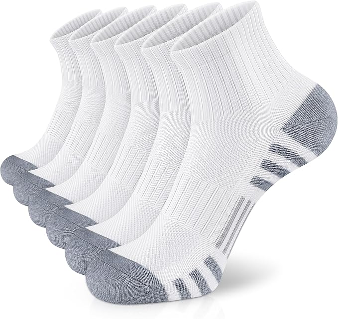 Airacker Athletic Quarter Socks with Cushion Running Ankle Socks for Men Women 6 Pairs