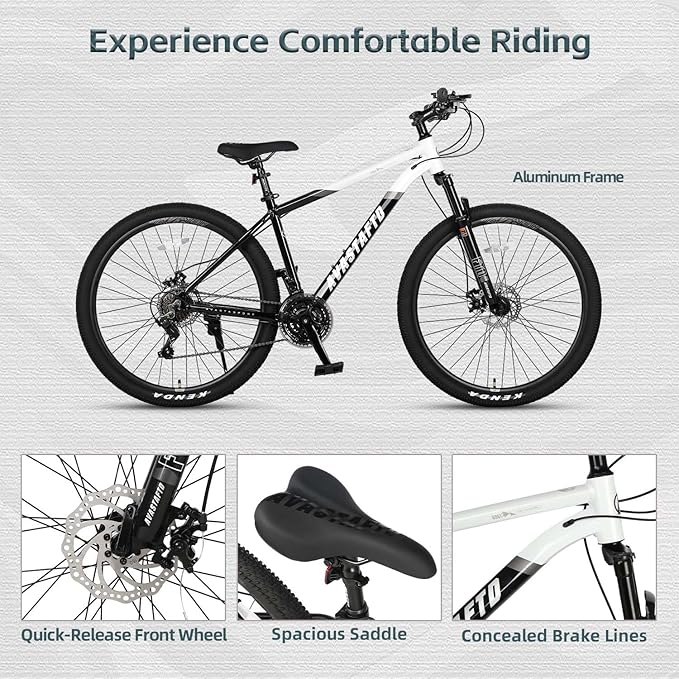 AVASTA Earth 26 27.5 inch Mountain Bike with 21-Speed，Aluminum Frame, Dual Disc Brake, Comfortable Saddle,Multiple Colors