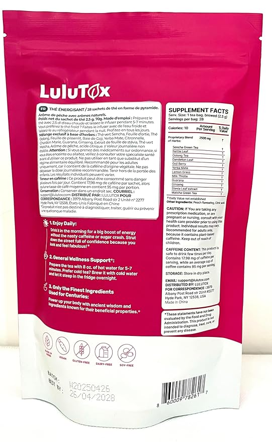 Detox Tea - Herbal Blend with Dandelion, Ginseng, and Ginger - Supports A Healthy Weight, Digestive Health - Vegan, All Natural, Laxative-Free - Peach Flavor (3 Pack x 28 Servings)