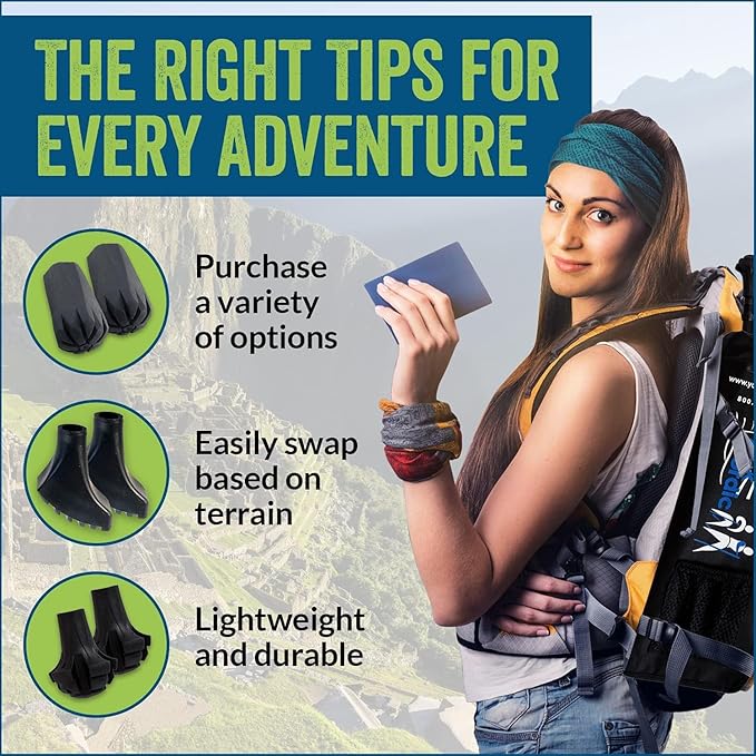 4 Pack of Extra Durable Rubber Replacement Tips (Replacement Feet/Paws/Ferrules/Caps) for Trekking Poles - Fits All Standard Hiking and Nordic Walking Poles