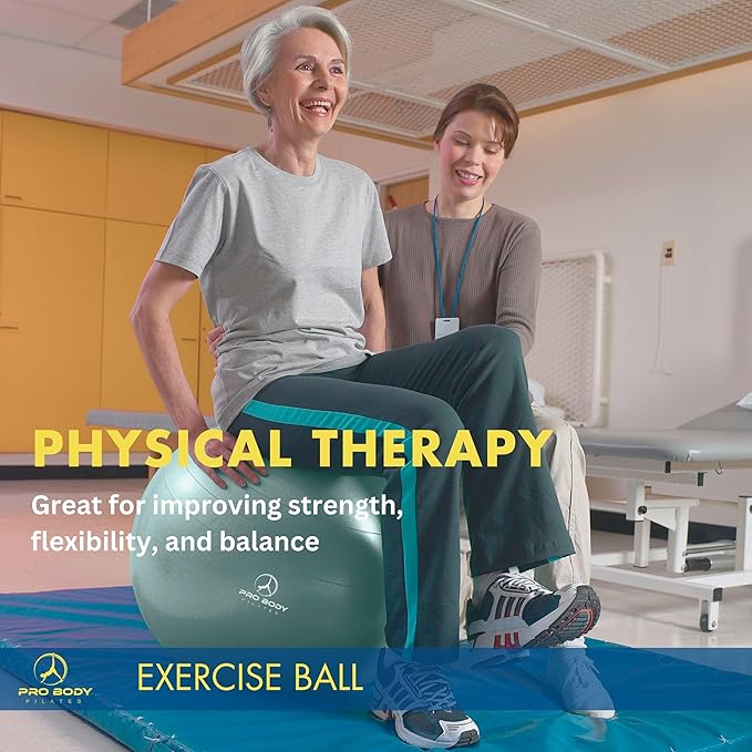 ProBody Pilates Yoga Ball - Fresh Colors Exercise Ball for Stability, Pregnancy, Workout & Physical Therapy