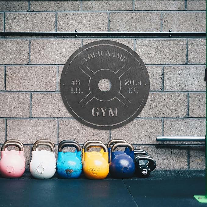 Personalized Home Gym LED Tin Metal Sign Multiple Sizes, Weight Lifting Exercise Workout Room Training Fitness Center Motivational Inspirational Quotes Decor Wall Art Hanging Accessories (11 w/o LED)