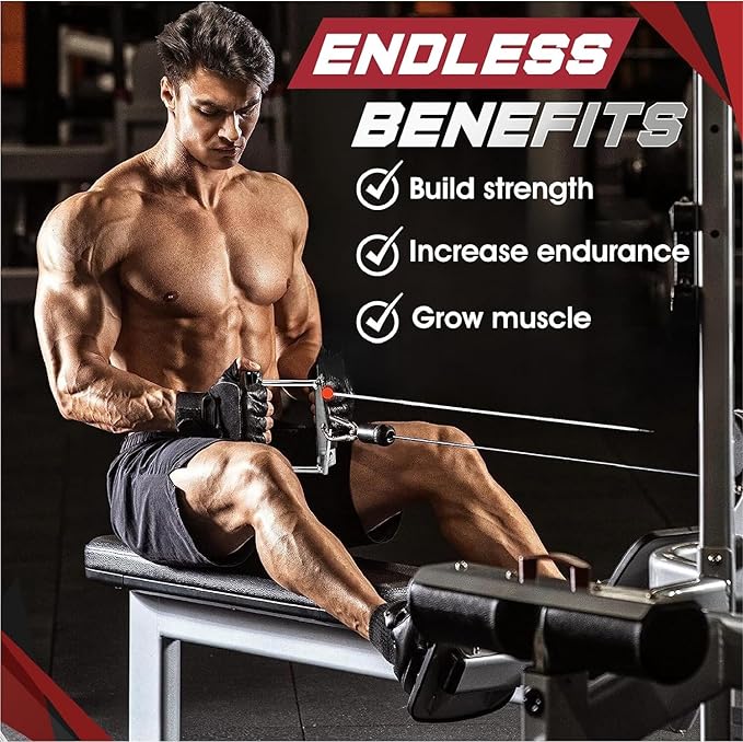 Yes4All Tricep Press Down Cable Machine Attachment Set, LAT Pulldown Attachment, Cable Machine Accessories for Home Gym