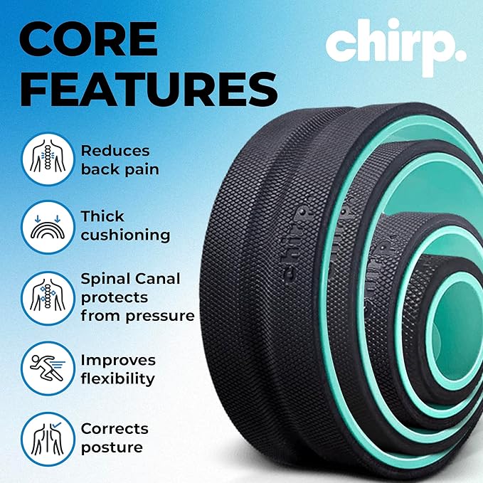 Chirp Wheel Foam Roller - Targeted Back & Neck Pain Relief, Muscle Massage, Trigger Point Therapy, High-Density Foam Tool for Physical Therapy, Stretching & Exercise, 500lbs Capacity, 4-Pack Mint