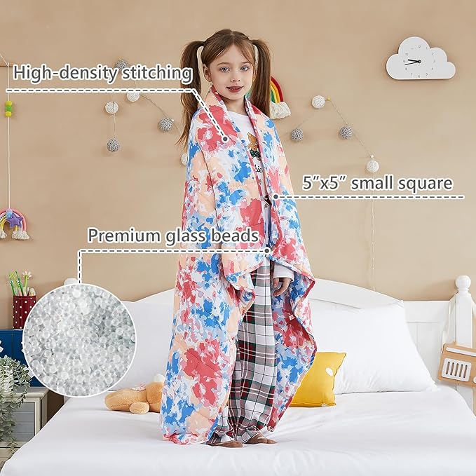 L'AGRATY Weighted Blanket - 40"x60" 7lbs Cooling Breathable Weighted Blanket Microfiber Material with Glass Beads