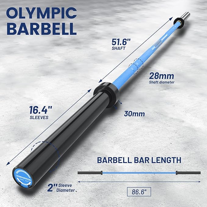 7ft Olympic Barbell Bar 45LB Load 1500lbs Capacity Available, for Gym Home Exercises, Weightlifting, Powerlifting for 2" Olympic Plates