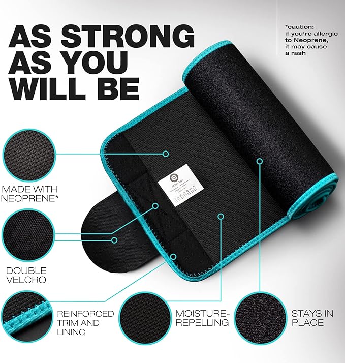 ActiveGear Premium Waist Trimmer & Trainer Belt for Men and Women - Sweat-Enhancing Slimming Wrap for Stomach, Adjustable Fit