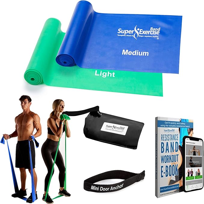 7Ft Long Resistance Bands for Stretching - Resistance Bands Set with Door Anchor - Exercise Bands Including Carry Pouch, E-Book & App - Latex-Free Workout Bands