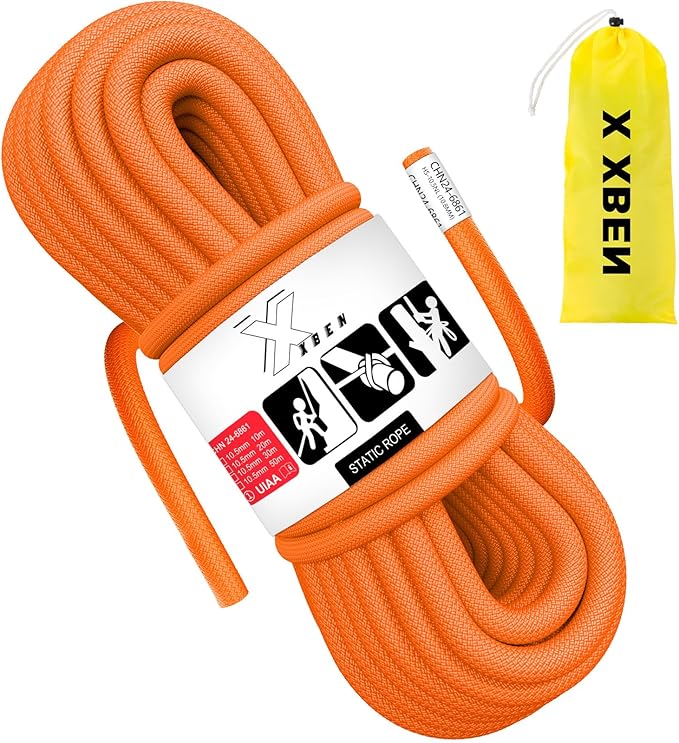 X XBEN Outdoor Climbing Rope 10M(32ft) 20M(64ft) 30M(96ft) 50M(160ft) 70M(230ft) 152M(500FT) 352M(1000FT) Static Rock Climbing Rope for Escape Rope Ice Climbing Equipment Fire Rescue Parachute