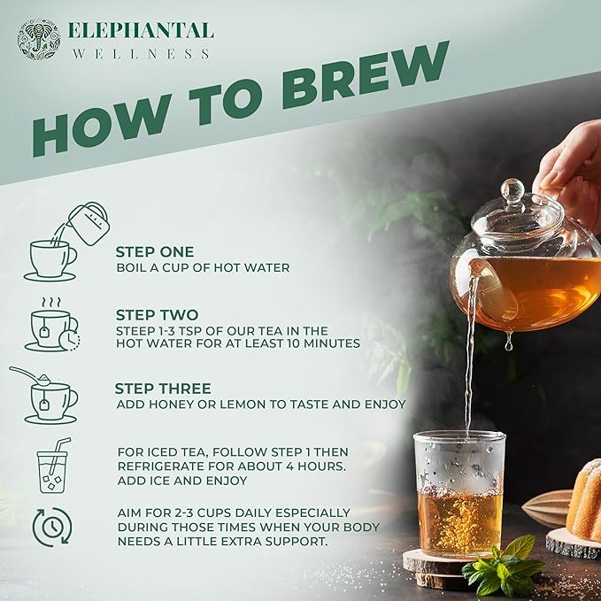 Elephantal Wellness Premium Skin Herbal Tea | Radiance & Clarity Support with Burdock, Dandelion Root Tea, Nettle, Calendula & Lavender | Non-GMO, Caffeine-Free, Handmade Loose Leaf Blend, 4oz Loose Leaf, 40 Servings