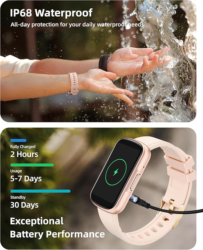 Parsonver Fitness Tracker with Step Counter/Calories/Stopwatch, Health Activity Tracker with Heart Rate Sleep Monitor, IP68 Waterproof Smart Watch 110+ Sport Modes Pedometer Watch for Women, Rose Gold