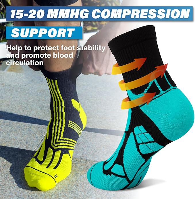 Hylaea Quarter Athletic Running Socks No Blister, Cushion Moisture Wicking Socks for Cycling Sport