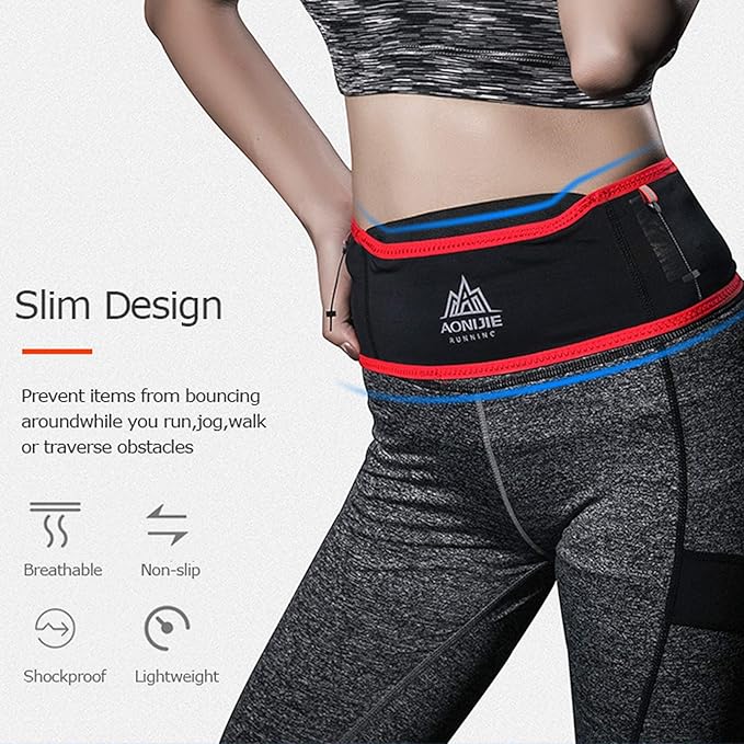 AONIJIE Hydration Belt Running Fanny Pack, with 250ml Soft Water Bottle Flask Phone Holder for Trailing Running Climbing Jogging Cycling Workout Fitness 3 Colors (Red, S/M)