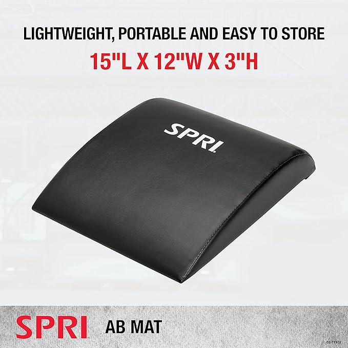 SPRI Ab Mat - Workout Mat Accessory for Abdominal Exercises, Sit-Ups, Crunches, Push-Ups, Core Training, and More - Portable Padded Shaped Mat with Curved Back Support for Toning Abs
