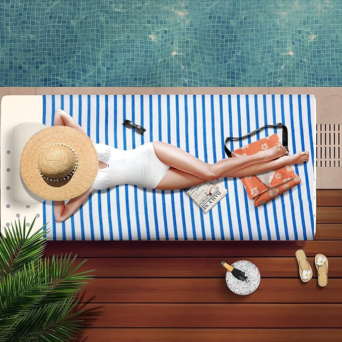 JML Microfiber Beach Towels, Bath Towel Set (4 Pack, 27" x 55") - Extra Large, Soft, Absorbent, Fast Drying, Multipurpose for Hair, Bathroom, Swimming, Fitness, Sport, Yoga -Stripe Pink