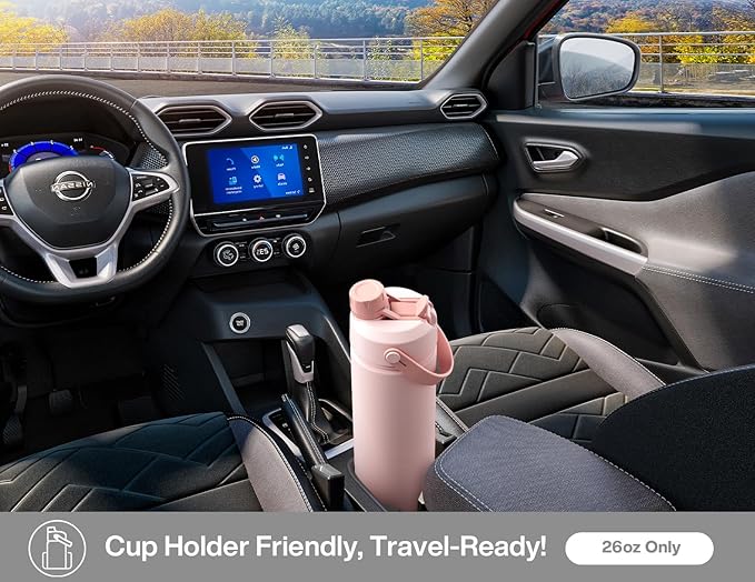 26 oz Insulated Water Bottle with 2-in-1 Straw and Spout Lid, Keep Cold 24H, Leak-Proof, Fits in Car Cup Holder, Stainless Steel Water Bottle for Sports, Travel, and School (Polar)