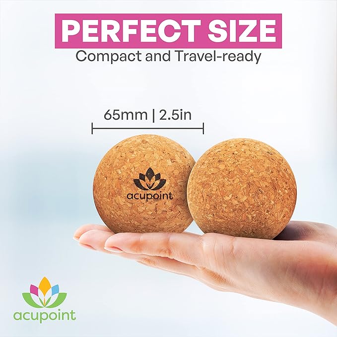 Physical Massage Therapy Lacrosse Ball Set Ideal for Yoga Deep Tissue Massage Trigger Point Therapy and Myofascial Release Physical Therapy Equipment Back Foot Plantar Fasciitis (Cork)