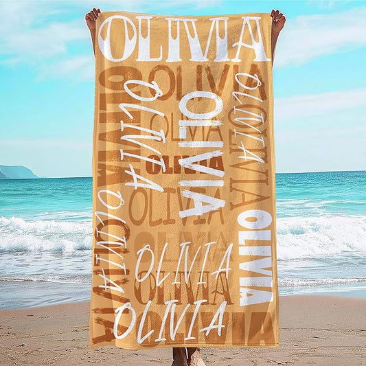 JML Personalized Beach Towel with Name, Custom Beach Towel with Name, Customized Microfiber Pool Towel, Quick Dry & Absorbent Swim Towel for Adult,Anniversary, Birthday, Summer Holiday,Vacation