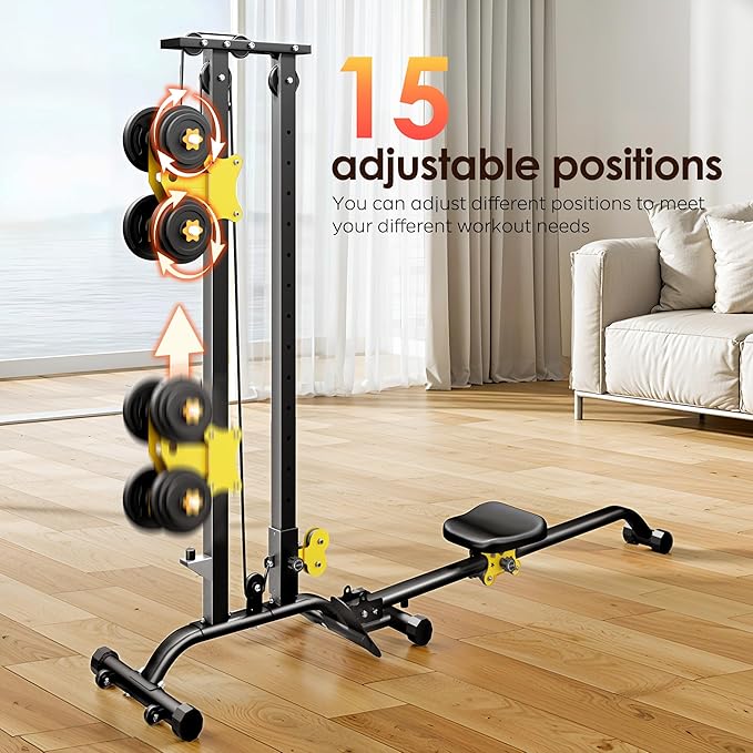 SogesHome LAT Pull Down Machine Low Row Cable Multifunctional Foldable Fitness Exercise Machine Full-Body Workout Strength Training Bar Machine