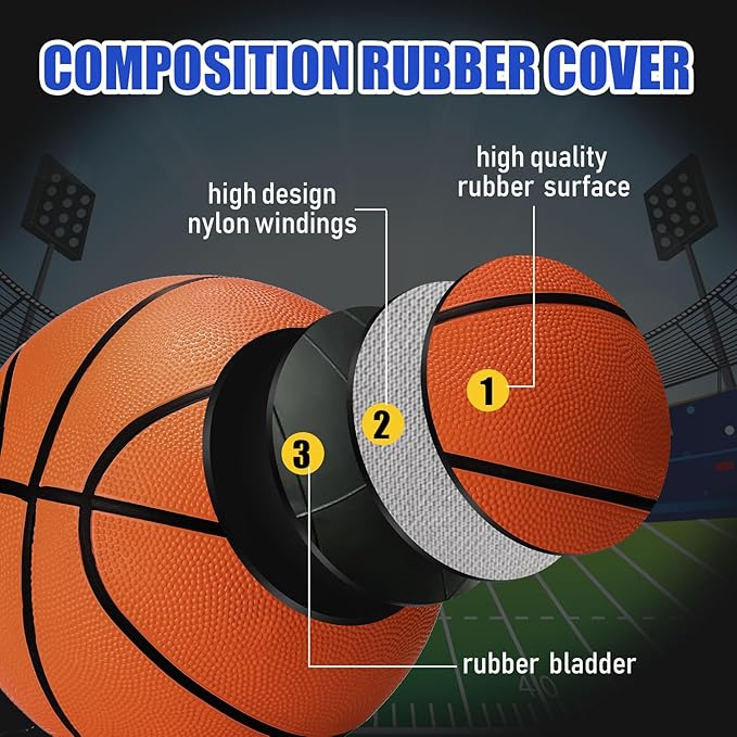 Jenaai Sport Balls Set Official Size Basketball Football Volleyball Soccer Ball with Equipment Bags and Pumps Kit for Kid Youth Adult Indoor Outdoor Operation Christmas