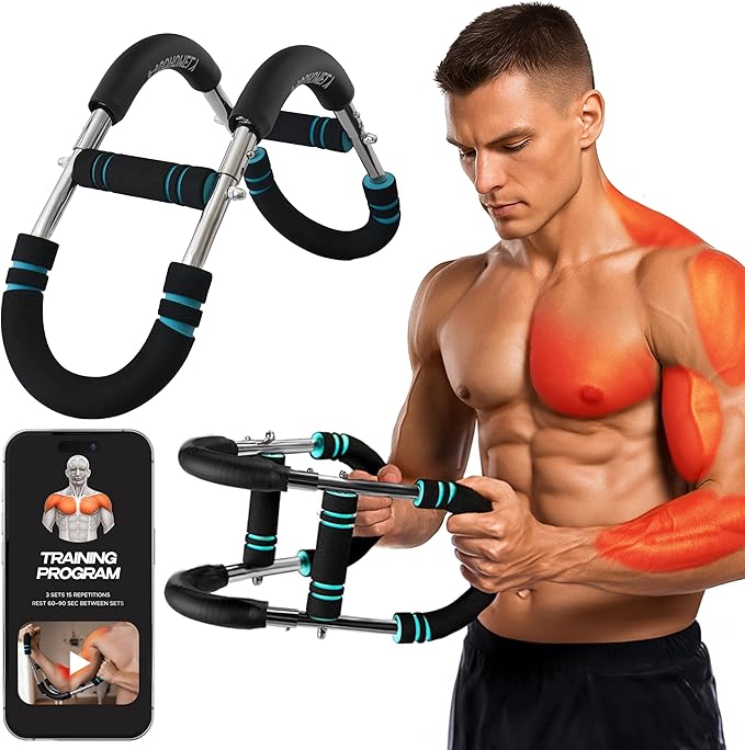 Twister Arm Trainer 40-90 lbs - Adjustable Chest, Arm & Upper Body Workout Bar for Home Gym Strength Training - Silent Resistance Power Twister by GOHOMELY