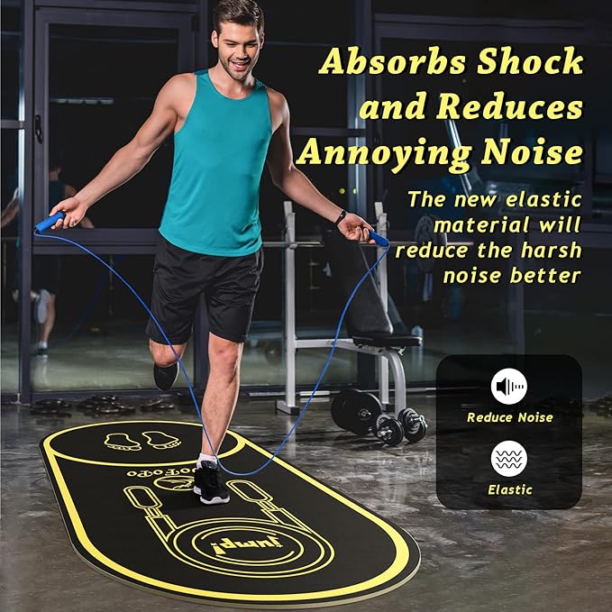 Jump Rope Mat 63"x27" Exercise Fitness, Non-Slip Indoor Outdoor Crossrope Mat, 6mm Thick High-Density Workout Jumping Pad for Home Gym Flooring and Concrete