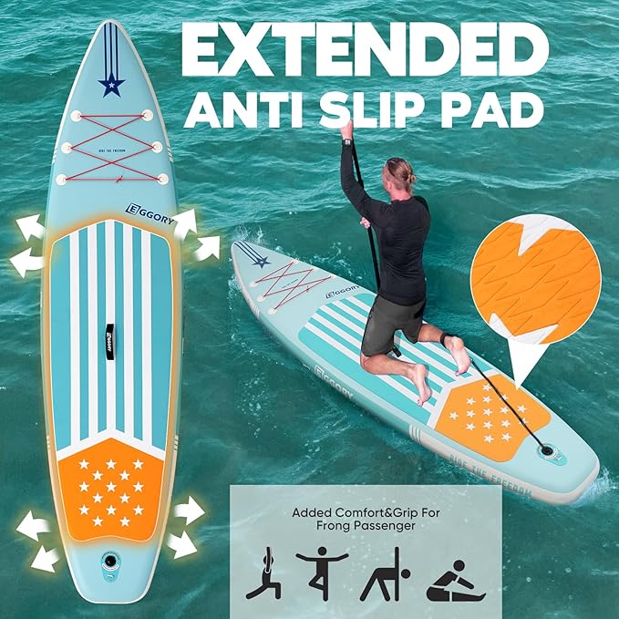 Inflatable Paddle Board,Stand Up Paddle Board Set, Extra Wide SUP Board with Removable Fin, Floating Paddle, Hand Pump, Waterproof Phone Pouch,Traveling Board