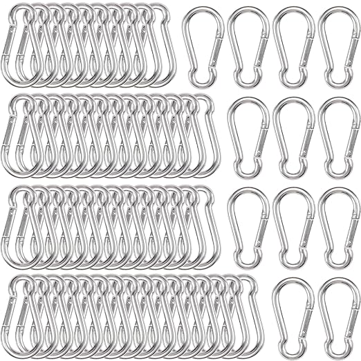 60 Pcs Carabiner Clip Spring Snap Hook, M8 3 Inch Heavy Duty Galvanized Steel Spring Snap Hook, Quick Link Keychain Clip for Keys Swing Set Camping Fishing Hiking Traveling(550 lbs Capacity)