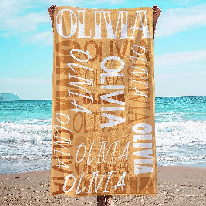 JML Personalized Beach Towel with Name, Custom Beach Towel with Name, Customized Microfiber Pool Towel, Quick Dry & Absorbent Swim Towel for Adult,Anniversary, Birthday, Summer Holiday,Vacation
