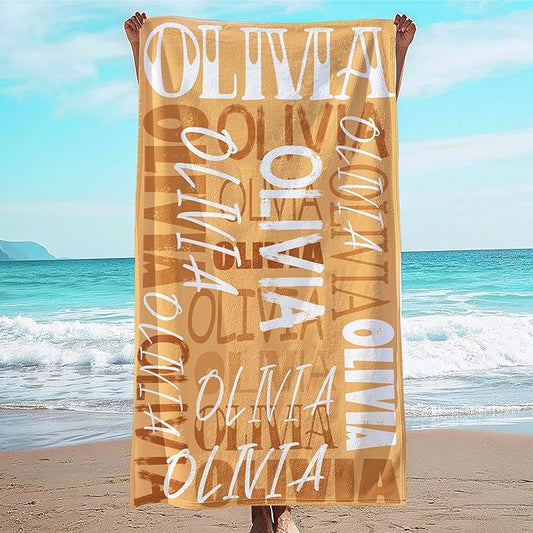 JML Personalized Beach Towel with Name, Custom Beach Towel with Name, Customized Microfiber Pool Towel, Quick Dry & Absorbent Swim Towel for Adult,Anniversary, Birthday, Summer Holiday,Vacation