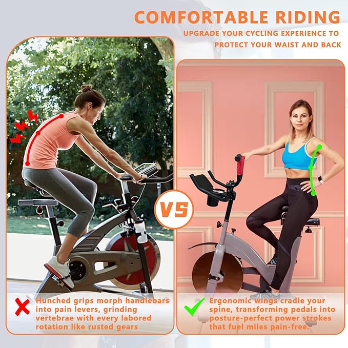 Handlebar Extender for Peloton Indoor Exercise Bikes, 1 Pair of Ultimate Handlebar Extension of Peloton Accessories (Sheep-horn (with Red Tapes & Grips))