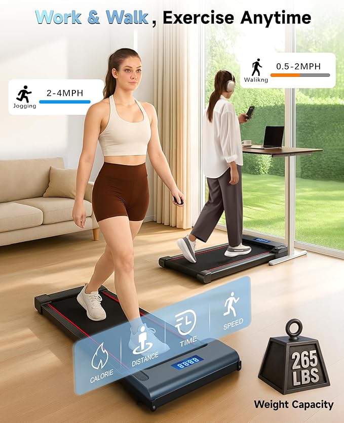 NeoSilent Walking Pad Treadmill Under Desk for Home with BLDC Core and Extra-Large Belt, App and Remote Control, Portable and Compact for Small Space