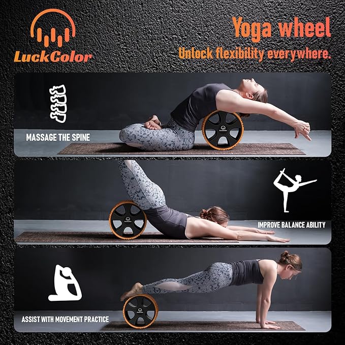 Back Roller, Back Wheel Targeted Back Pain Relief, Yoga Wheel Muscle Massage, Foam Roller for Trigger Point Therapy Physical, Stretching & Exercise, 880lbs Capacity, 10 Inch (Orange+Black)