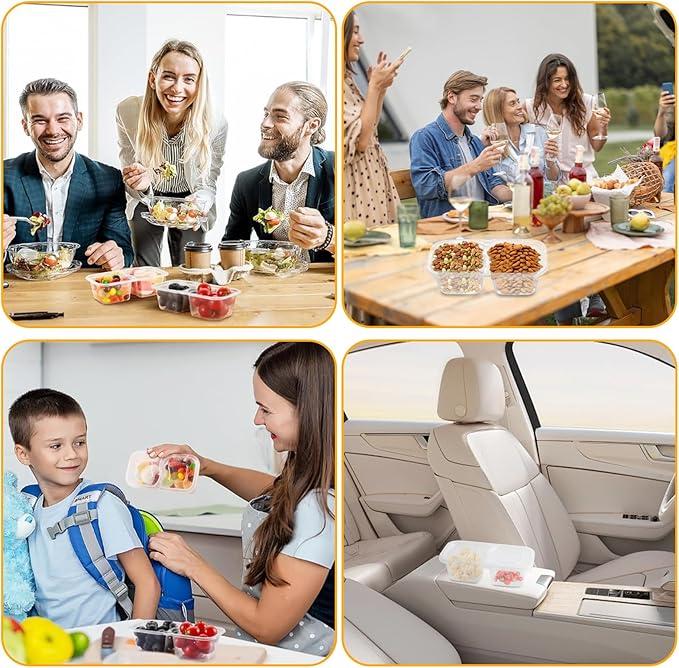 20PCS Reusable Snack Containers with Lids, Portion Control Sauce Cups for Meal Prep, Bento Box Dips & Condiments, Leak-Resistant, Stackable, Dishwasher Safe, for Kids & Adults