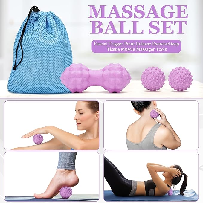 Yoga Wheel Set, Wheel Foam Roller with Back Cracker Roller for Pain Relief & Deep Tissue Massage and Stretching 500lbs Capacity, Trigger Point Therapy Massage Ball, Yoga Blocks 2 Pack with Strap