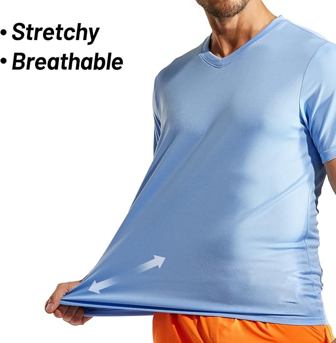 MIER Men's Quick Dry Workout Shirts Moisture Wicking Running Athletic Performance T-Shirts Recycled Polyester Top Tee