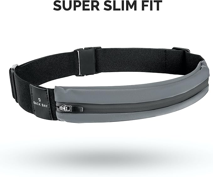 Back Bay Slim Running Belt for Women & Men [Fits ALL Phones], Runners Fanny Pack for Men, Money Belt, Running Gear Gift, Waist Bag Workout Gear, iPhone Runner's Phone Holder Waist Pack