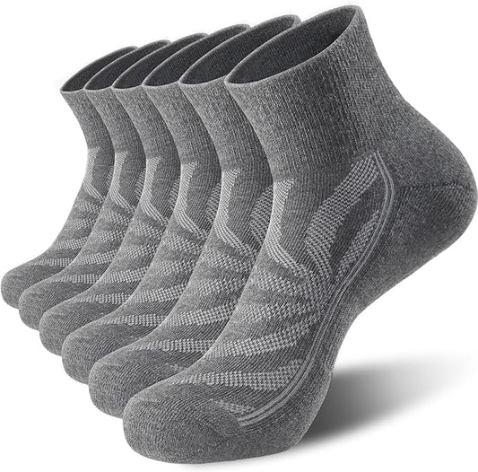 Lapulas 6 Pack Men's Ankle Socks with Cushion, Cotton Quarter Socks for Sport Training Running