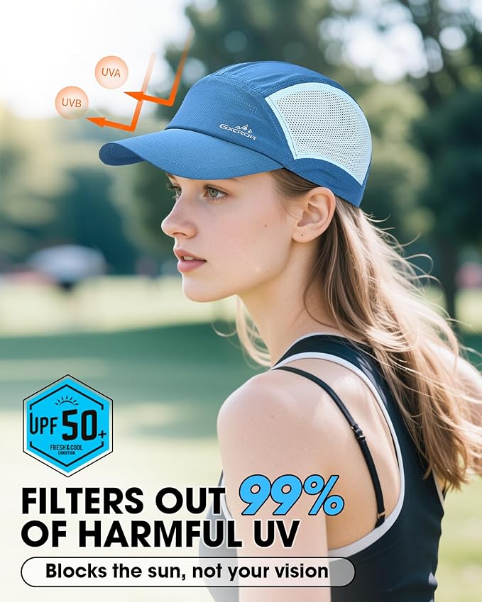 GXCROR Performance Baseball Cap for Men & Women - UPF 50+ Running Hat, Lightweight Quick-Dry Sports Hat for Golf, Hiking, Gym