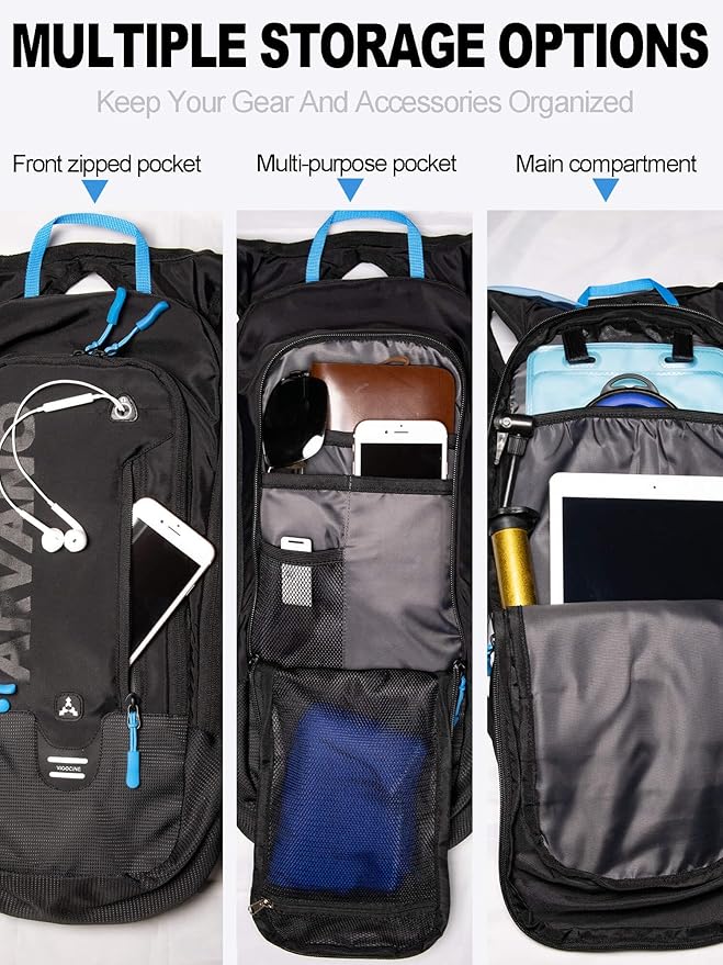 Hydration Backpack, Lightweight Hydration Pack with 2L Water Bladder, 6L Water Backpack for Men Women Cycling, Hiking, Mountain Biking, Skiing